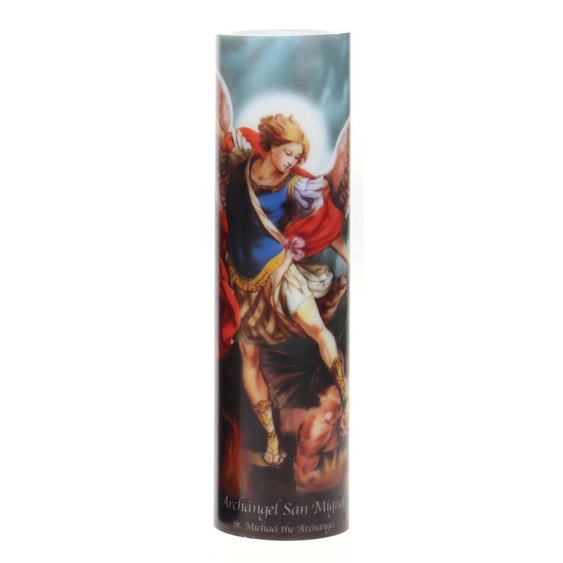 Stonebriar St. Micheal Flameless LED Devotional Prayer Candle with Automatic Timer - Image 1